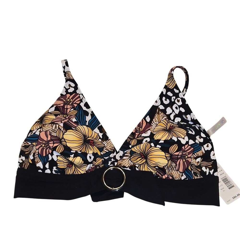 Skinny Dippers Clickety‎ Clack Floral Leopard Print Bikini Top - XL